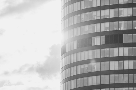 black and white photo of skyscraperの写真素材