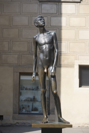 Naked Boy Statue at Pragueの写真素材