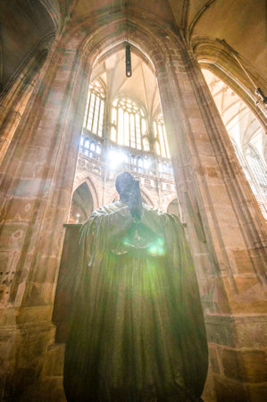 PRAGUE, March 18 :inside View of the St.Vitus Cathedral on march 18, 2016 in Prague - Czech Republicのeditorial素材