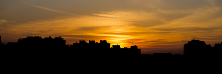 Silhouettes Sunset in the Cityの写真素材