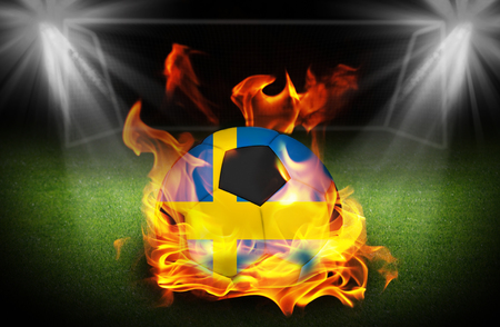 Sweden Republic Soccer ball on fire, Football Euro 2016の写真素材