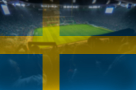 euro 2016 stadium with blending Sweden flagの写真素材