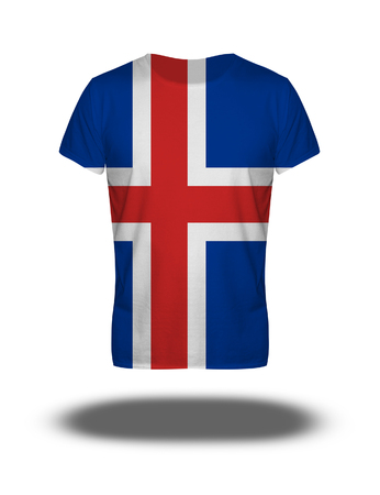 Iceland flag t-shirt on white background with shadowの写真素材