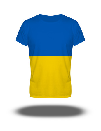 Ukraine flag t-shirt on white background with shadowの写真素材