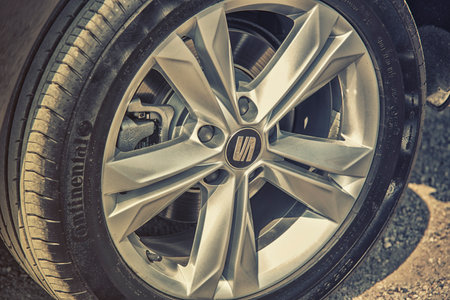 Wroclaw, Poland, May 28, 2016 Seat Alhambra wheel on Motoshow on May 28, 2016 in Polandのeditorial素材