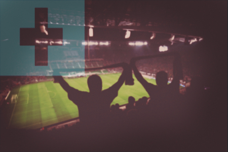 sport stadium with fans and blending Tonga flagの写真素材