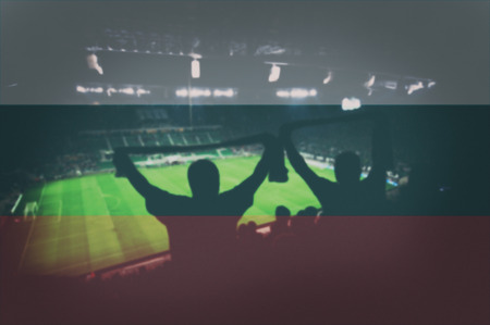 sport stadium with fans and blending Bulgaria flagの写真素材