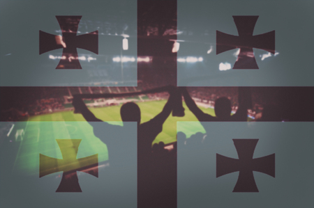 sport stadium with fans and blending Georgia flagの写真素材