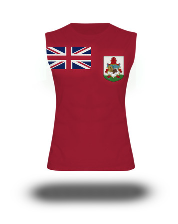 athletic sleeveless shirt with Bermuda flag on white background and shadowの写真素材