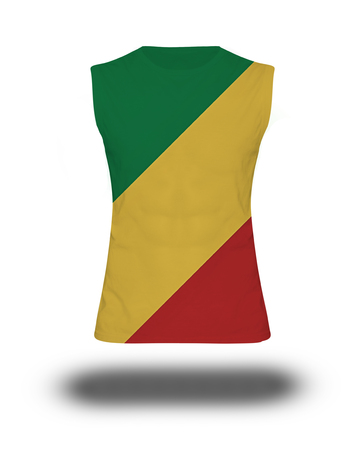 athletic sleeveless shirt with Congo  flag on white background and shadowの写真素材