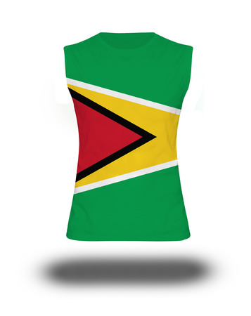 athletic sleeveless shirt with Guyana flag on white background and shadowの写真素材