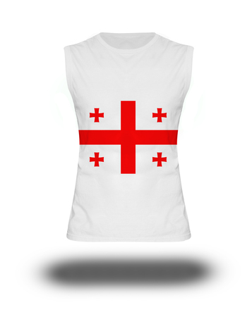 athletic sleeveless shirt with Georgia flag on white background and shadowの写真素材