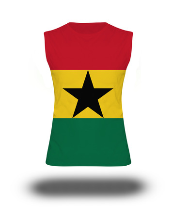 athletic sleeveless shirt with Ghana  flag on white background and shadowの写真素材