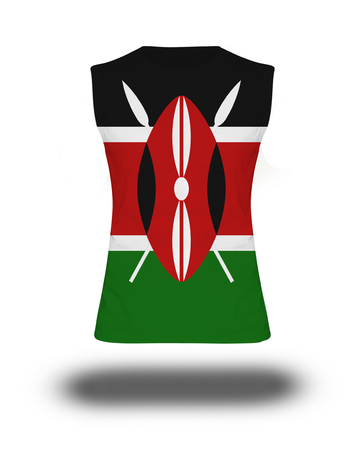 athletic sleeveless shirt with Kenya flag on white background and shadowの写真素材