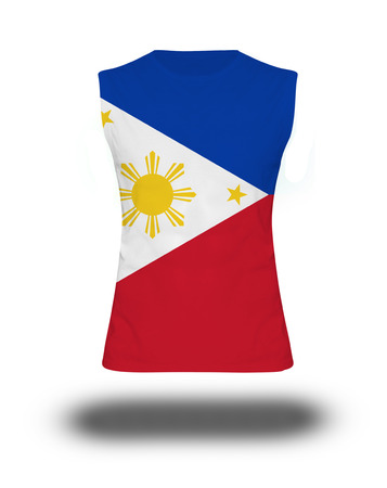 athletic sleeveless shirt with Philippines flag on white background and shadowの写真素材