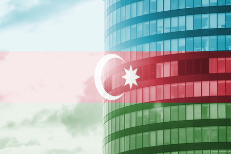 buisness tower concept with blending  Azerbaijan flagの写真素材