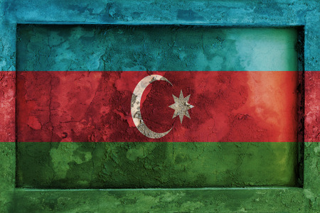 Grunge gothic rock frame with blending  Azerbaijan flagの写真素材