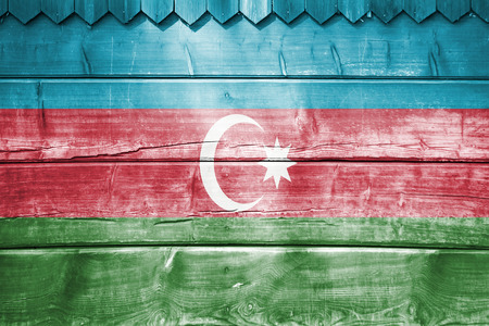 wood backround or texture with blending  Azerbaijan flagの写真素材