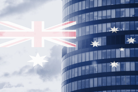 buisness tower concept with blending  Australia flagの写真素材