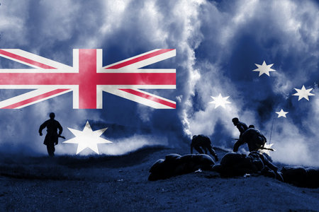 war theme with blending  Australia flag