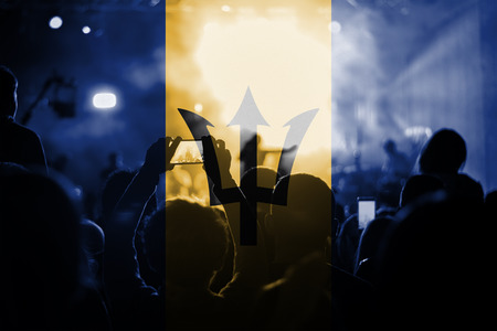 live music concert with blending Barbados flag on fansの写真素材