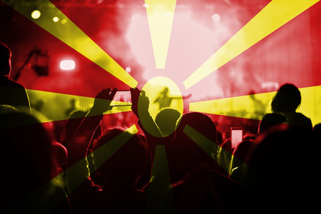 live music concert with blending Macedonia flag on fansの写真素材