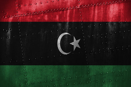 metal texutre or background with Libya flagの写真素材
