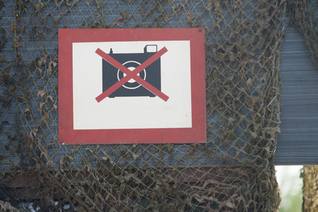No photo camera sign on military areaの写真素材