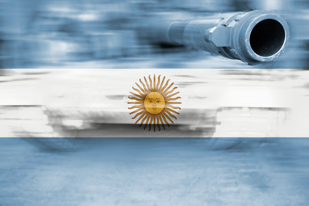 military strength theme, motion blur tank with Argentina flagの写真素材