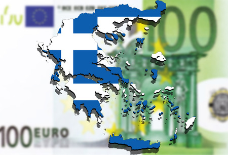 close up on Greece map on Euro money backgroundの写真素材