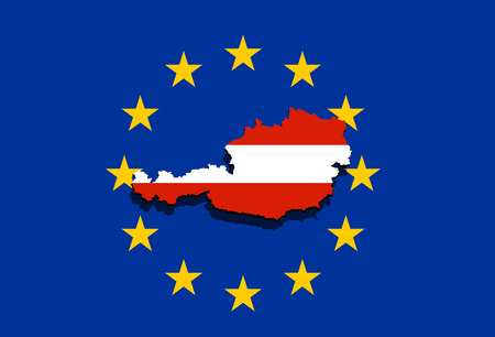 close up on Austria map on Euro Union backgroundの写真素材