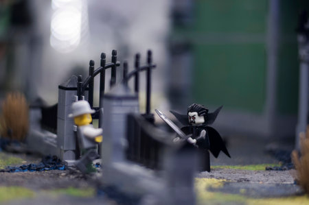 Wroclaw, POLAND - January 25, 2014: Dracula made by Lego blocks.のeditorial素材