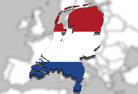 close up on Holland map on Europe backgroundの写真素材