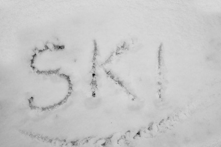 Word ski written in snowの写真素材
