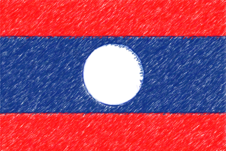 Flag of Lao PDR background o texture, color pencil effect.の写真素材