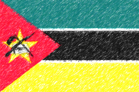 Flag of Mozambique background o texture, color pencil effect.の写真素材
