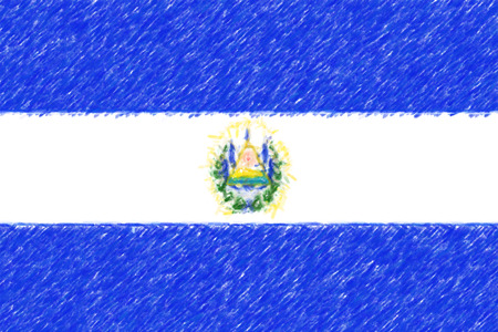 Flag of El Salvador background o texture, color pencil effect.の写真素材