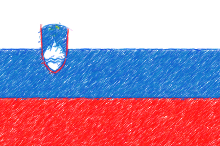 Flag of Slovenia background o texture, color pencil effect.の写真素材