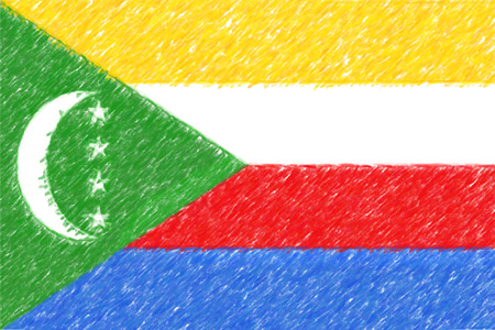 Flag of Comoros background o texture, color pencil effect.の写真素材