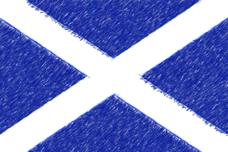 Flag of Scotland background o texture, color pencil effect.の写真素材