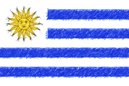 Flag of Uruguay background o texture, color pencil effect.の写真素材