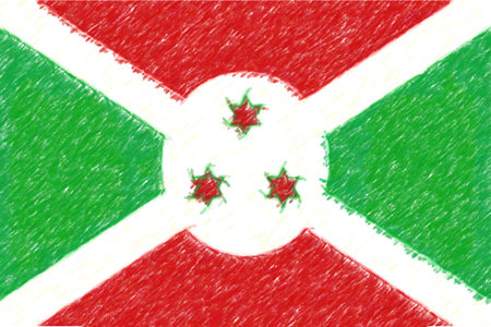 Flag of Burundi background o texture, color pencil effect.の写真素材