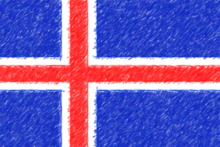 Flag of Iceland background o texture, color pencil effect.の写真素材