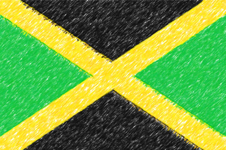 Flag of Jamaica background o texture, color pencil effect.の写真素材