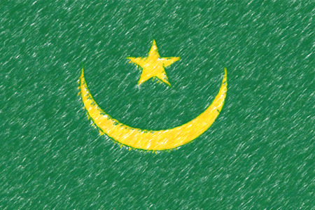 Flag of Mauritania  background o texture, color pencil effect.の写真素材