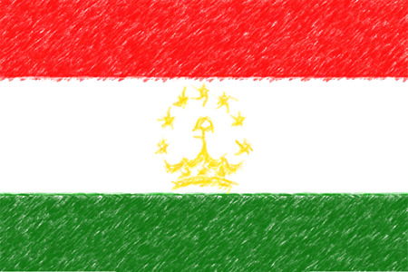 Flag of Tajikistan background o texture, color pencil effect.の写真素材