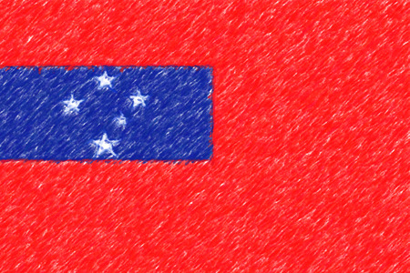 Flag of Samoa background o texture, color pencil effect.の写真素材