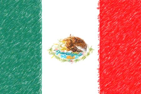Flag of Mexico  background o texture, color pencil effect.の写真素材