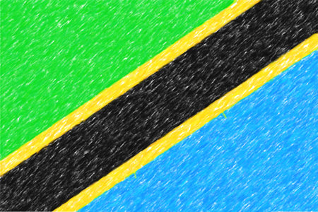 Flag of Tanzania background o texture, color pencil effect.の写真素材