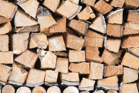 close up on Firewood texture or background, wood ready for winter